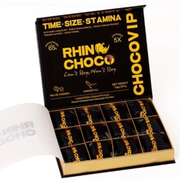Rhino-Choco vip Chocolate for Men 12 Pieces 10 grams each of Rhino-Choco